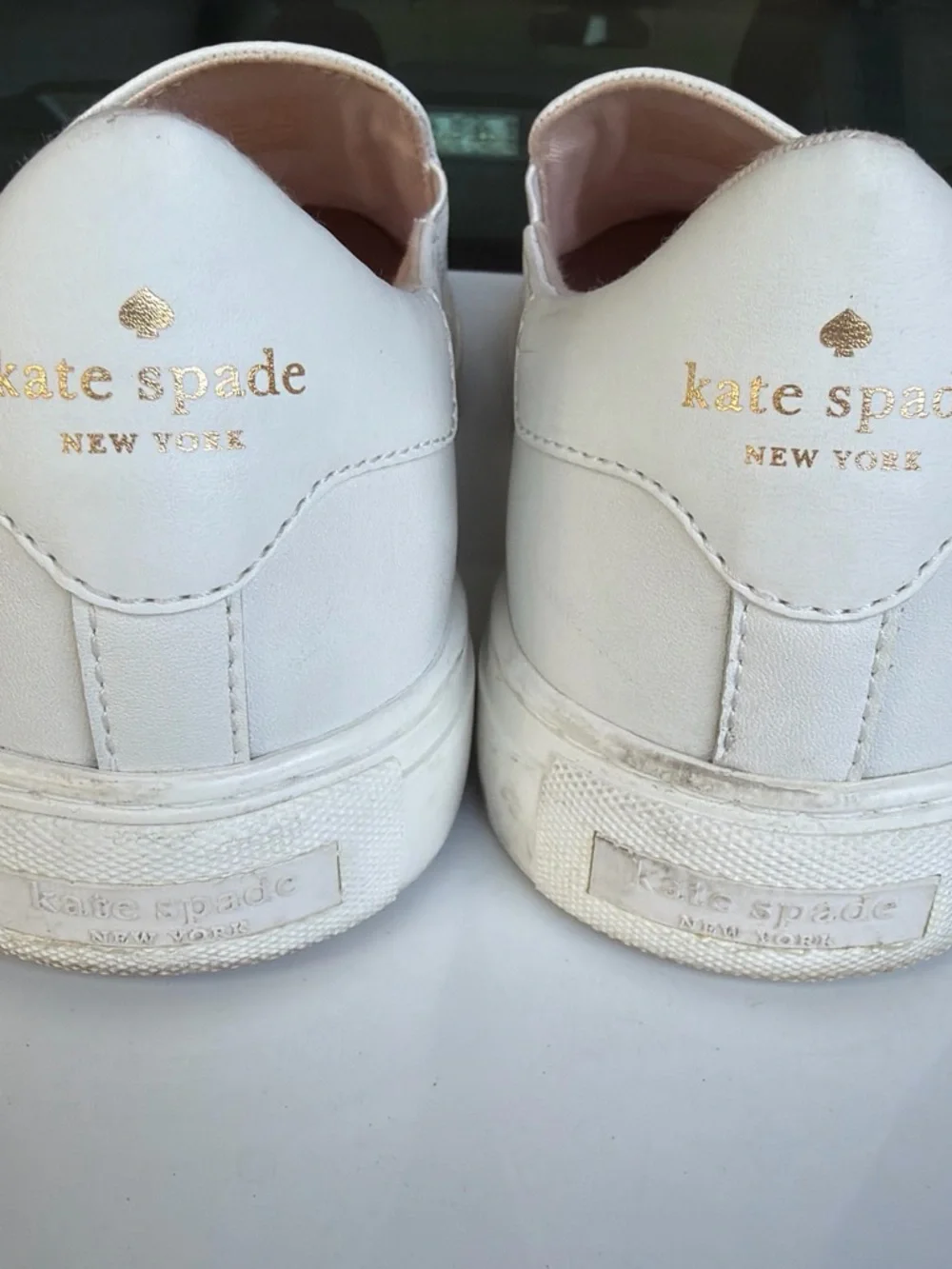kate spade White Perforated Leather Slip-On Sneakers